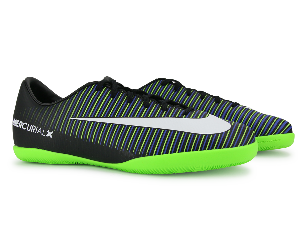 Nike Kids MercurialX Vapor VI Indoor Shoes Black/White/Electric Green