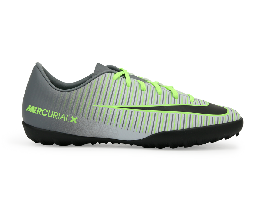 Nike Kids Mercurial Vapor XI Turf Soccer Shoes Pure Platinum/Black/Ghost Green