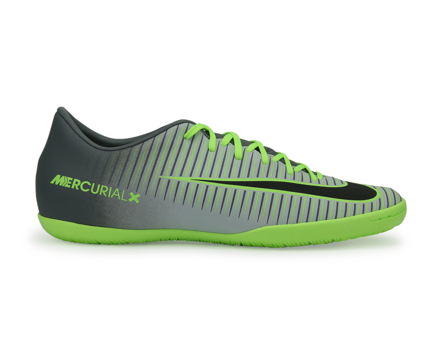 Nike Men's MercurialX Victory VI Indoor Soccer Shoes Pure Platinum/Black/Ghost Green