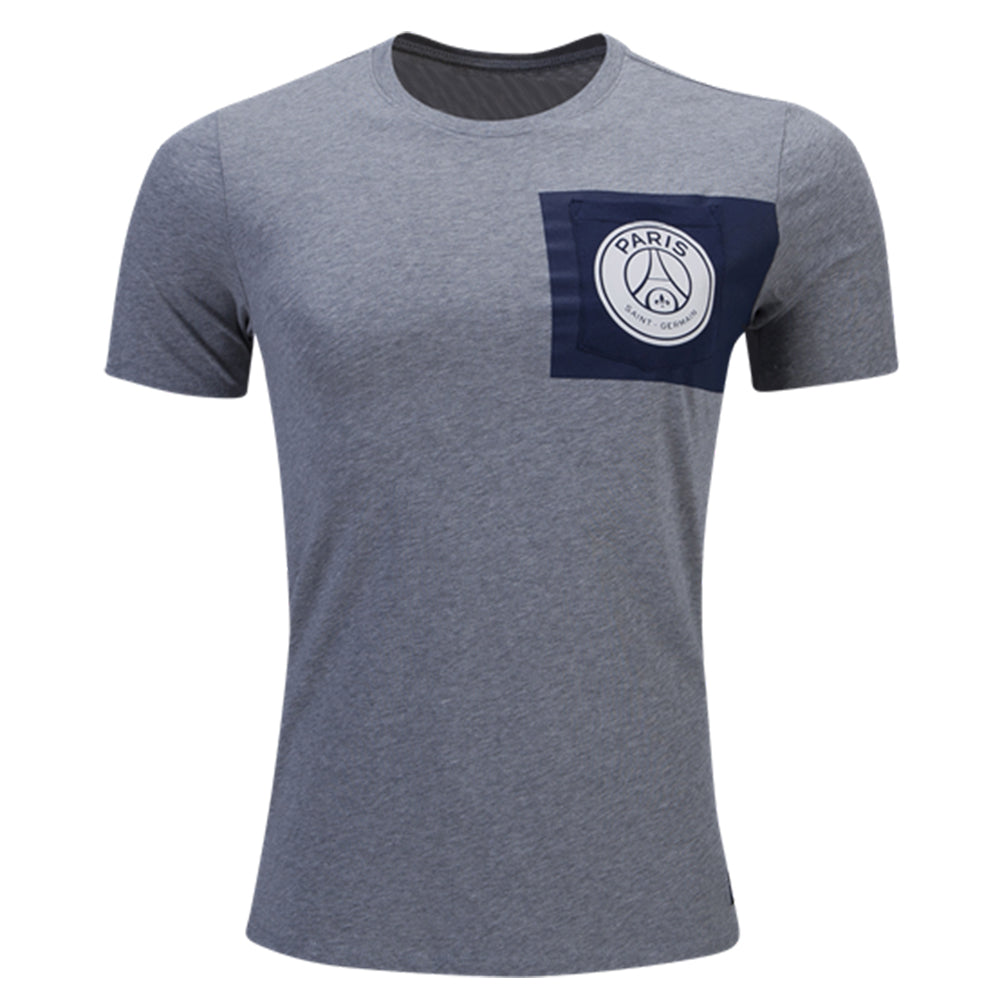 Nike Men's Paris Saint Germain Crest Tee Heather Grey/Navy