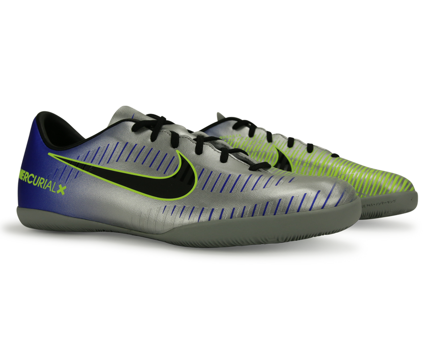 Nike Kids MercurialX Victory 6 Neymar Jr Indoor Soccer Shoes Racer Blue/Black/Chrome/Volt