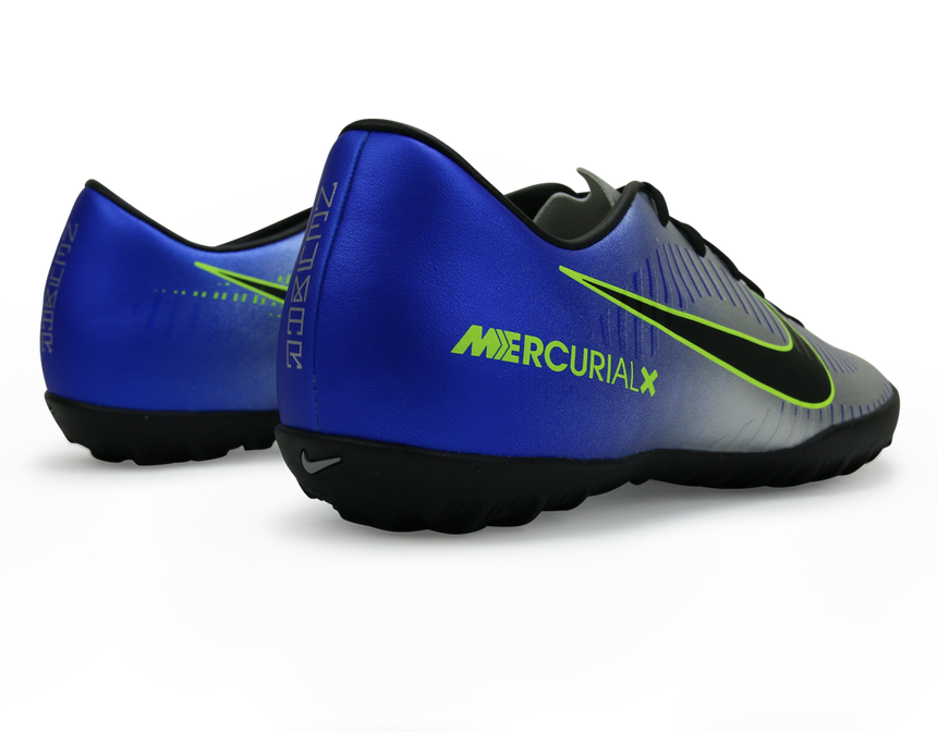 Nike Men's MercurialX Victory VI Neymar Jr Turf Soccer Shoes Racer Blue/Black/Chrome/Volt