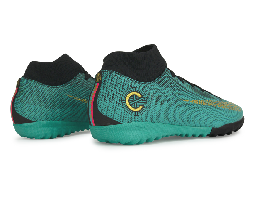Nike Men's Mercurial Superfly 6 Academy CR7 Turf Soccer Shoes Clear Jade/Black/Hyper Turquoise