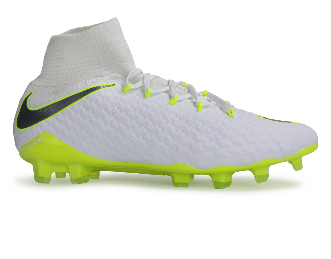 Nike Men's Hypervenom 3 Pro DF FG White/Metallic Cool Grey/Volt