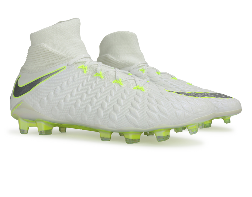 Nike Men's Hypervenom 3 Elite DF FG White/Metallic Cool Grey/Volt