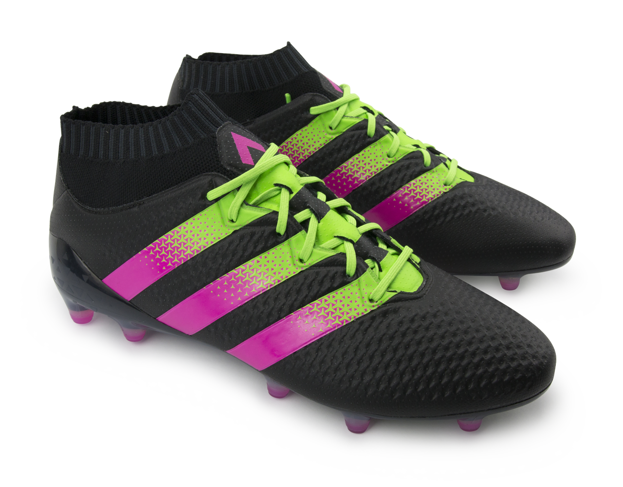 adidas Men's ACE 16.1 PrimeKnit FG/AG Black/Shock Pink/Solar Green