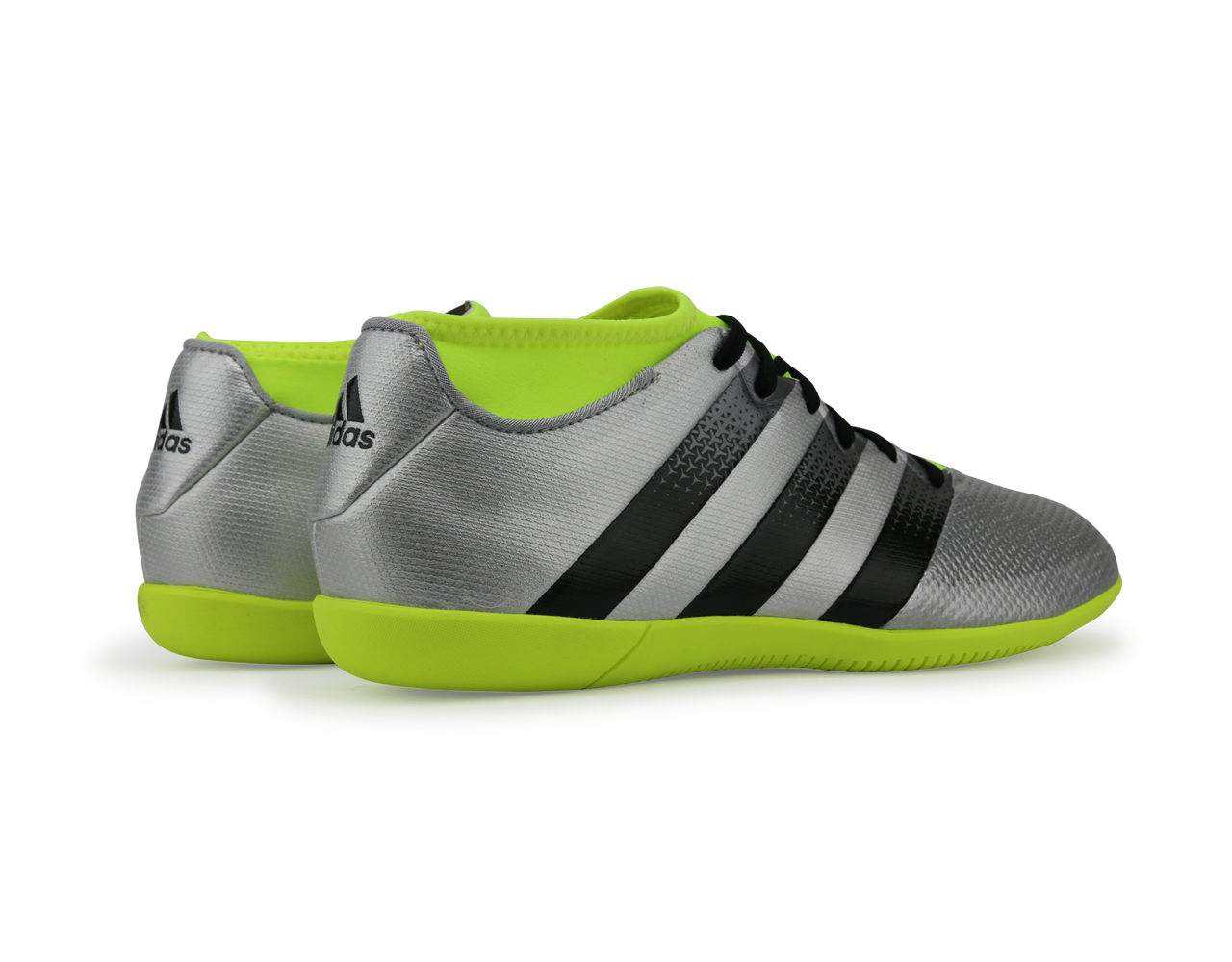 adidas Men's ACE 16.3 Primemesh Indoor Soccer Shoes Silver Metallic/Core Black/Solar Yellow