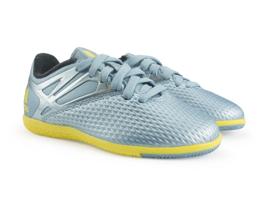 adidas Kids Messi 15.3 Indoor Soccer Shoes Matte Ice Metallic/Bright Yellow/Black