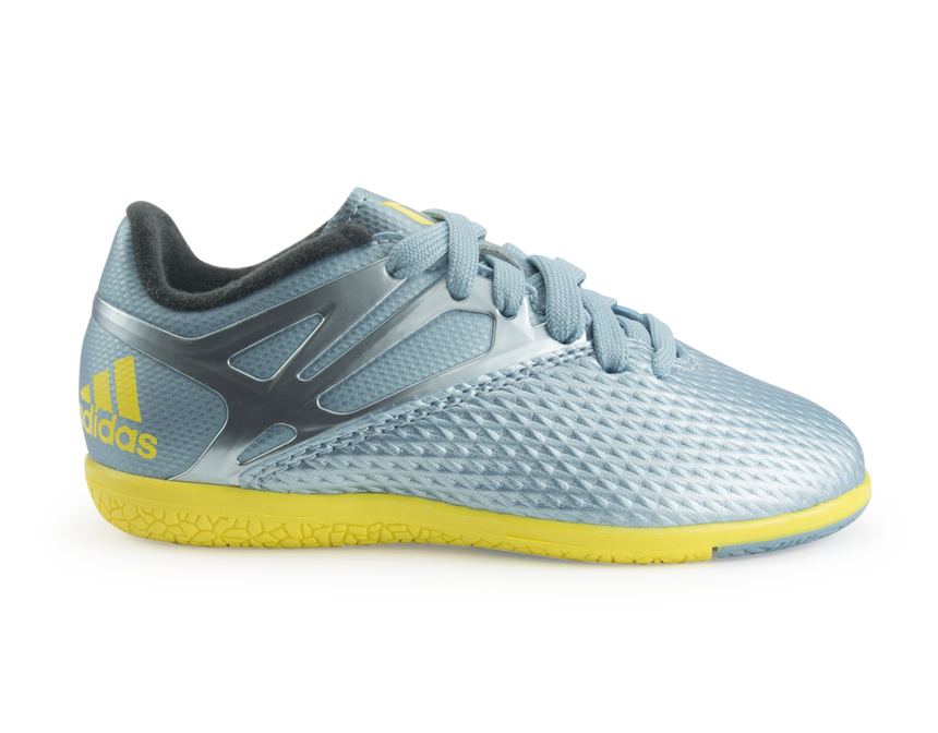 adidas Kids Messi 15.3 Indoor Soccer Shoes Matte Ice Metallic/Bright Yellow/Black