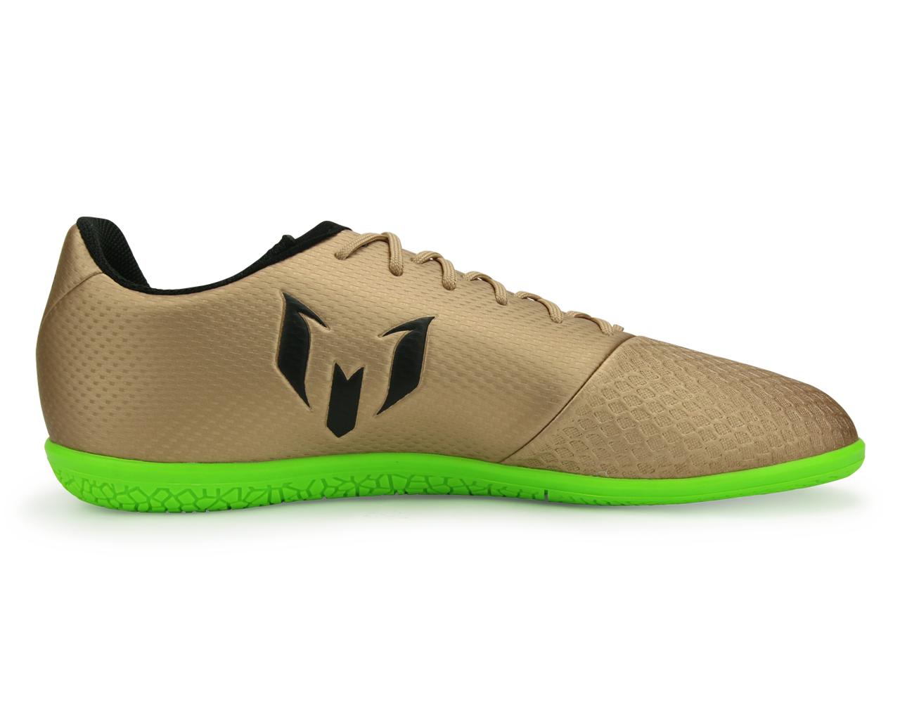 adidas Kids Messi 16.3 Indoor Soccer Shoes Copper Metallic/Core Black/Solar Green