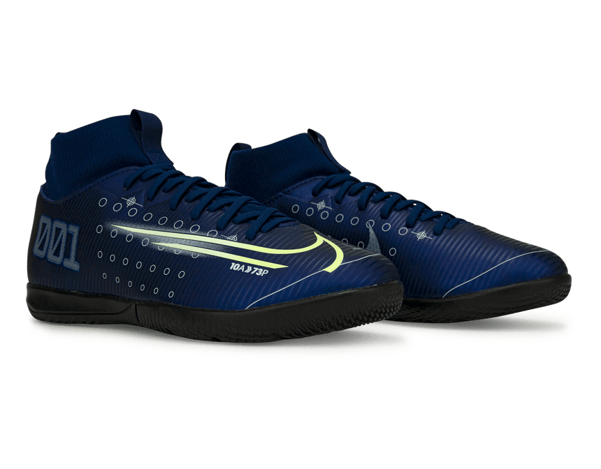 Nike Kids Mercurial Superfly 7 Academy MDS Indoor Soccer Shoes Blue Void/Barely Volt/White