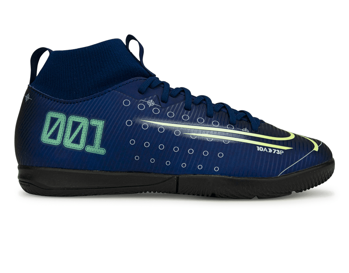 Nike Kids Mercurial Superfly 7 Academy MDS Indoor Soccer Shoes Blue Vo Azteca Soccer
