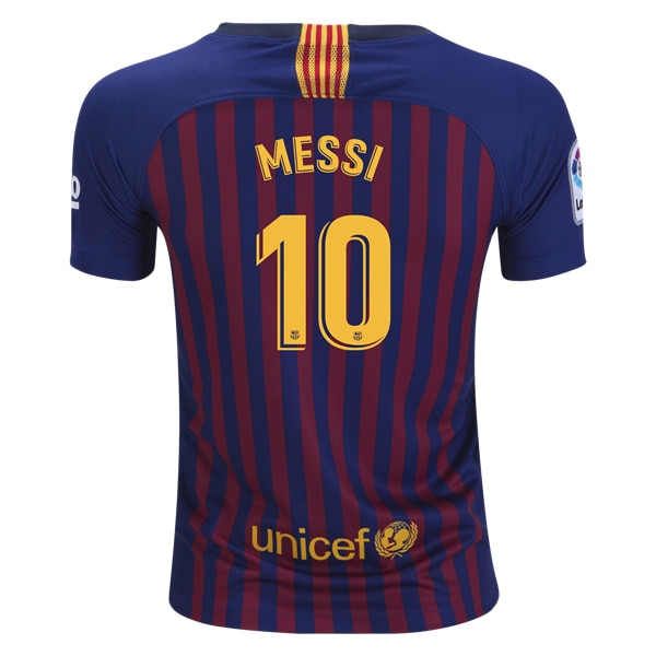Nike Men's FC Barcelona 18/19 Messi Home Jersey Deep Royal/University Gold
