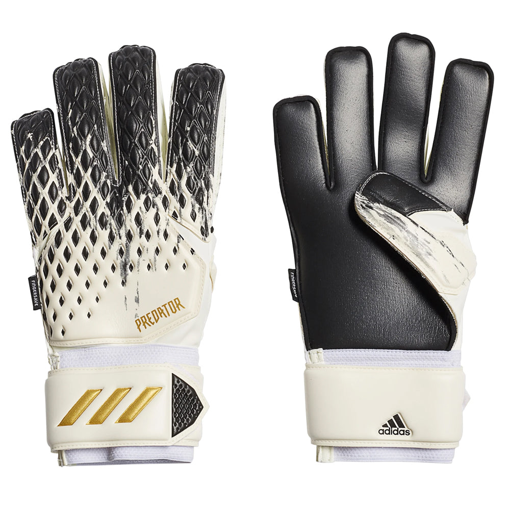 adidas Men's Predator 20 Match Fingersave Goalkeeper Gloves White/Black/Gold Metallic