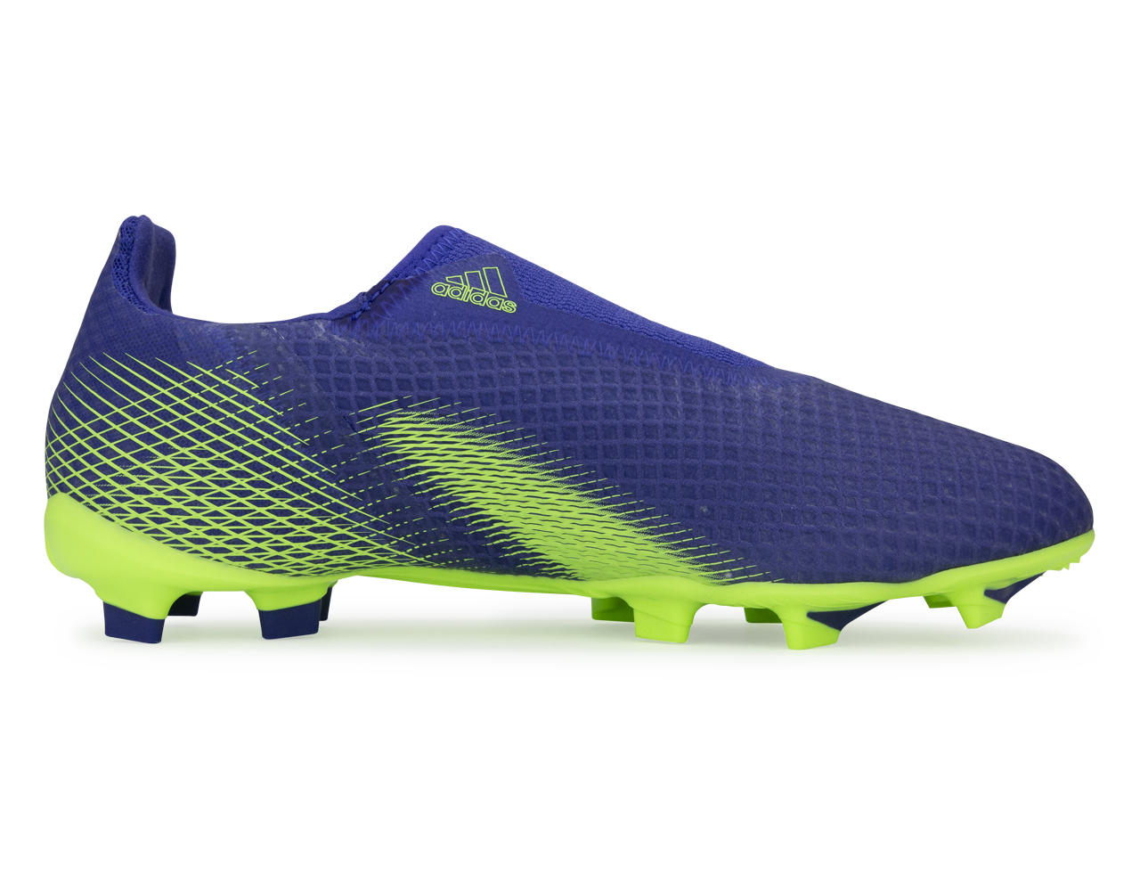 adidas Kids X Ghosted.3 Laceless FG Energy Ink/Signal Green Side View 2