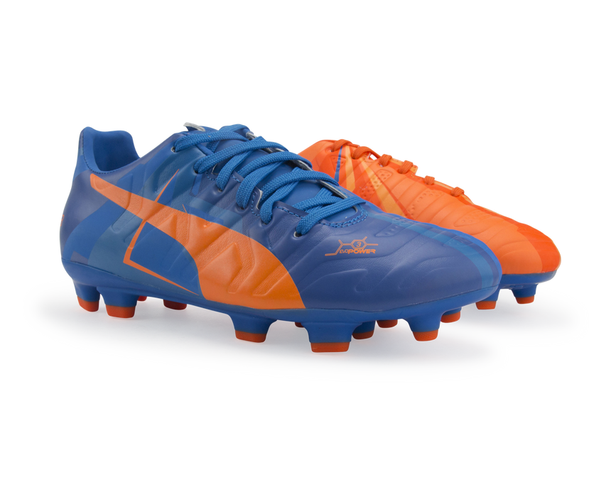 PUMA Kids evoPOWER 3 H2H FG Orange Clown Fish/Electric Blue Lemonade