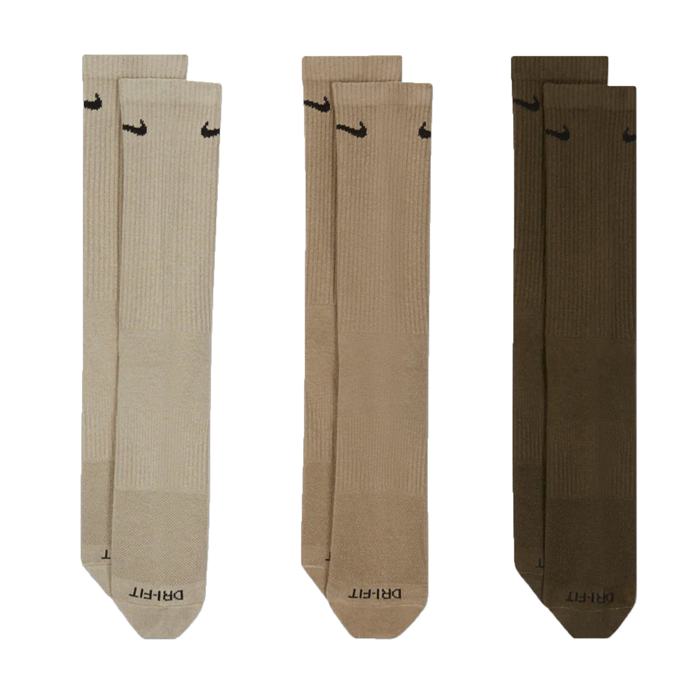 Nike Everyday Plus Cushioned Socks 3 Pack Olive/Stone/Khaki