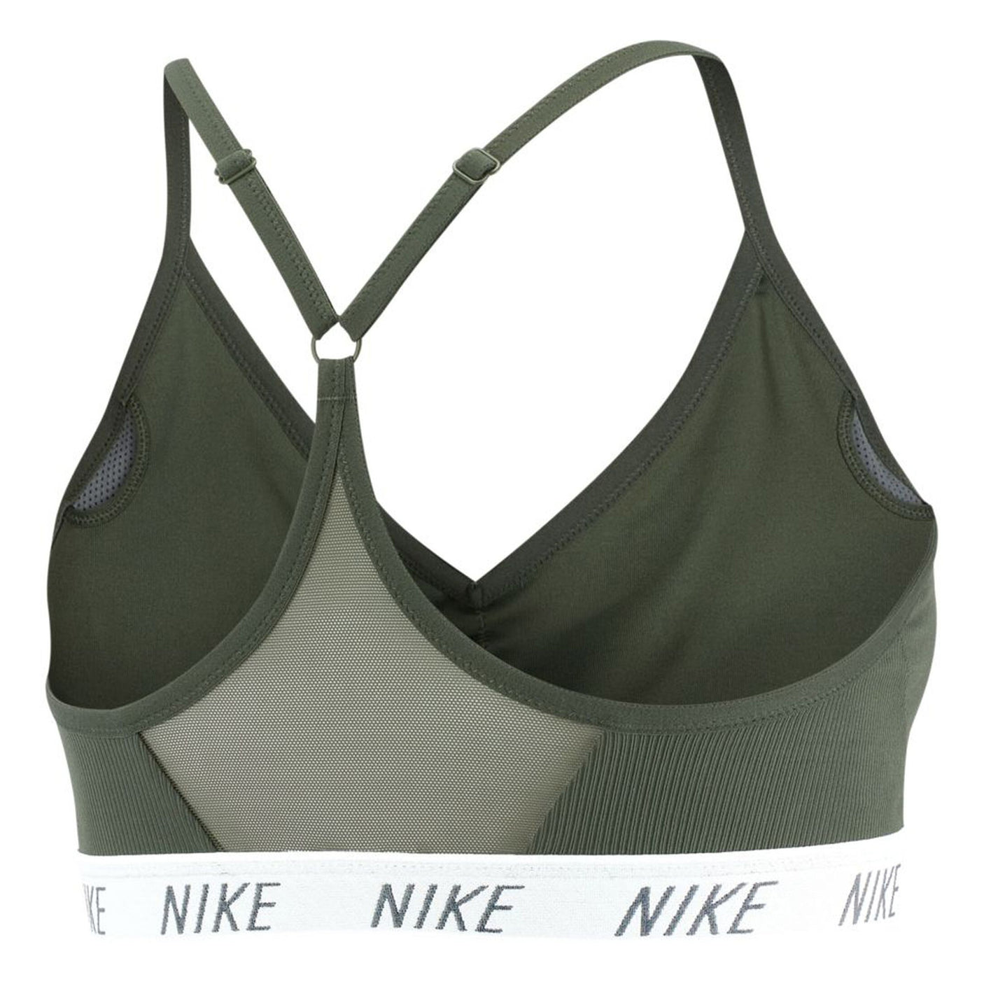 Nike Womens Indy DriFIT VNeck Sports Bra Juniper Fog/White Back