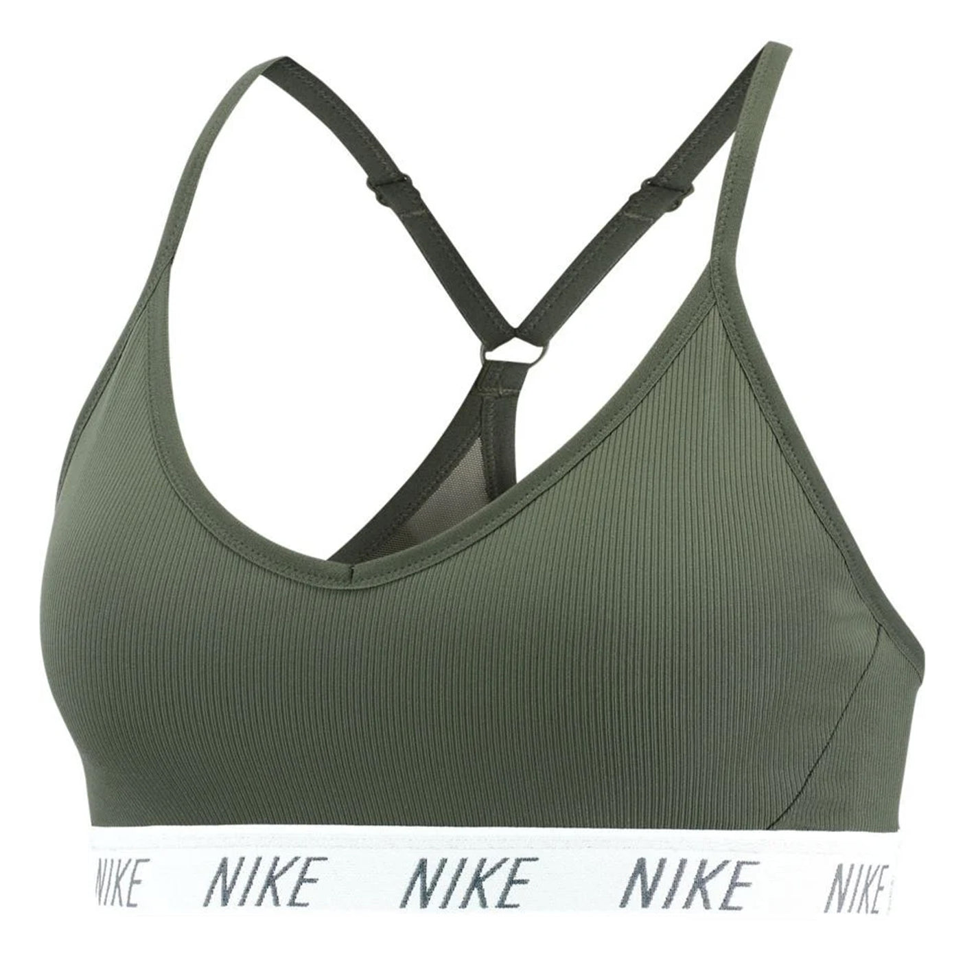 Nike Womens Indy DriFIT VNeck Sports Bra Juniper Fog/White Front