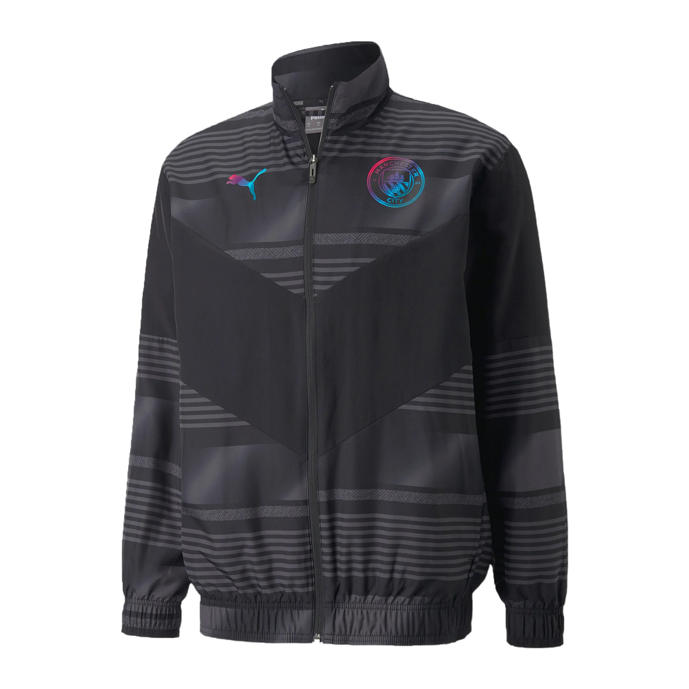 PUMA Mens Manchester City Pre Match Jacket 2022 Black/Noir Front