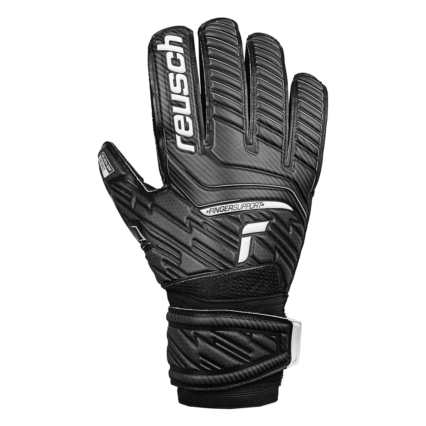 Reusch Mens Goalkeeper Attrakt Resist Finger Support Gloves Black Left