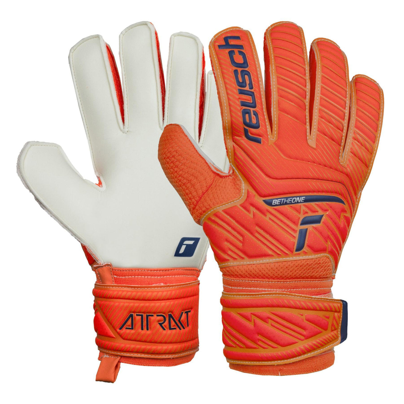 Reusch Mens Goalkeeper Attrakt Solid Gloves Orange/Blue Front