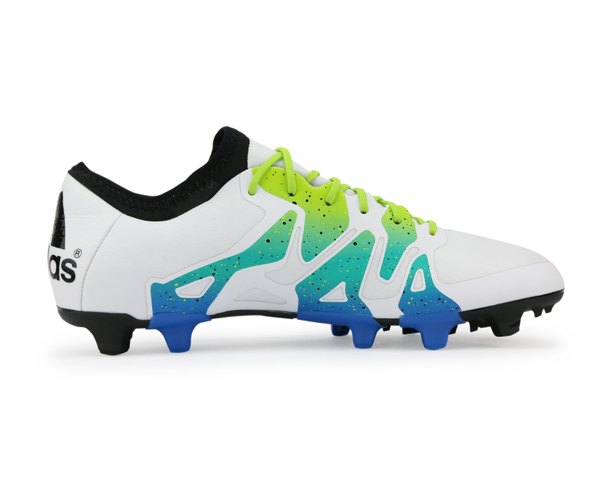adidas Men's X 15.1 FG/AG White/Solar Slime/Blue