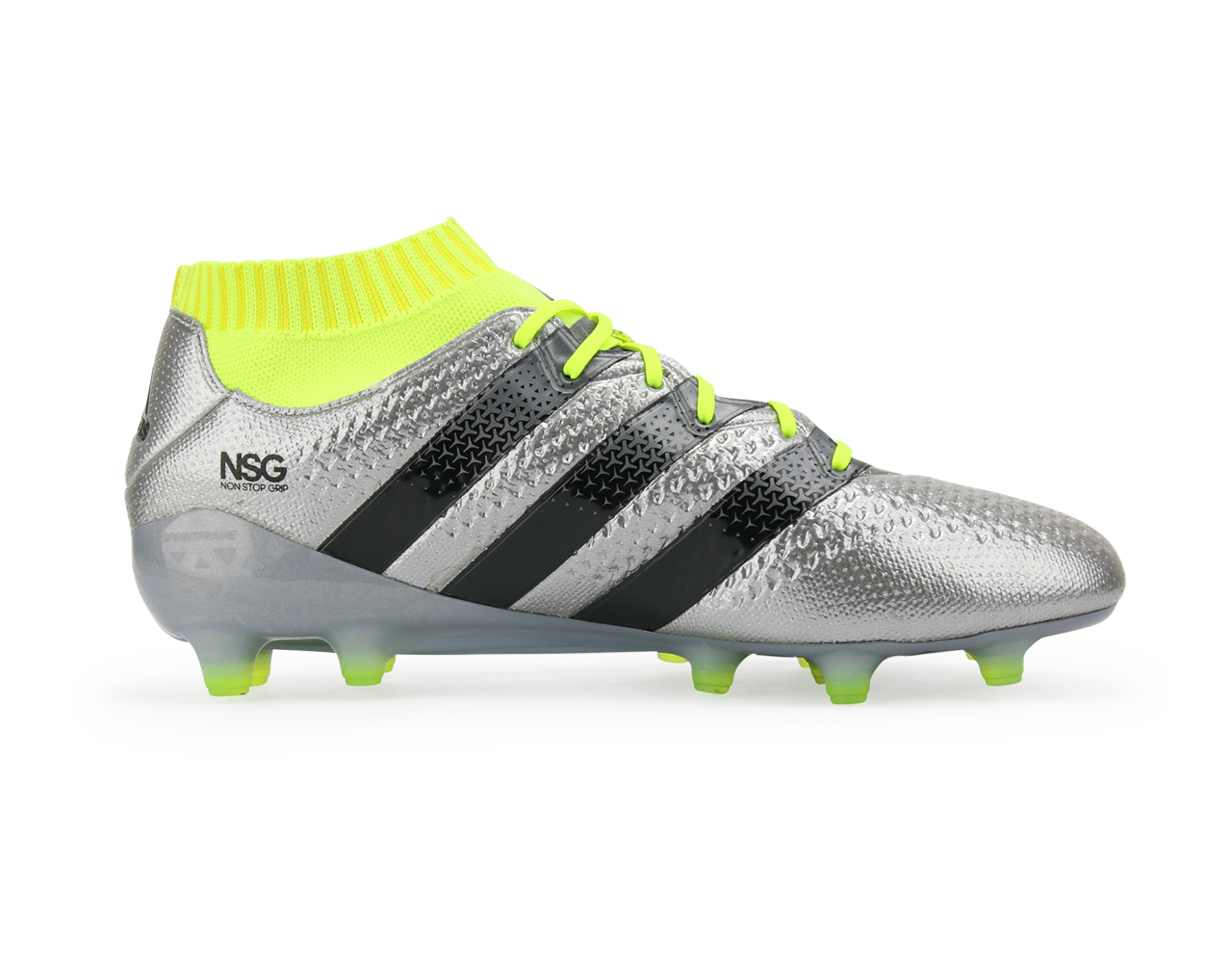 adidas Men's ACE 16.1 Primeknit FG/AG Silver Metalic/Core Black/Solar Yellow