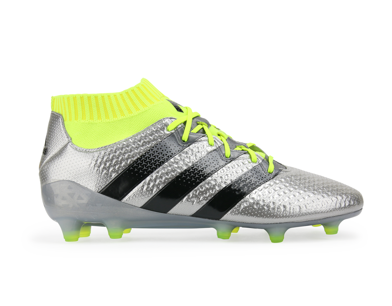 adidas Men's ACE 16.1 Primeknit FG/AG Silver Metalic/Core Black/Solar Yellow