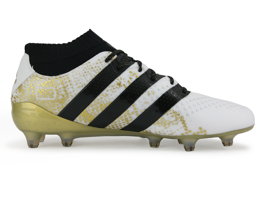 adidas Men's ACE 16.1 Primeknit FG White/Core Black/Gold Metalic