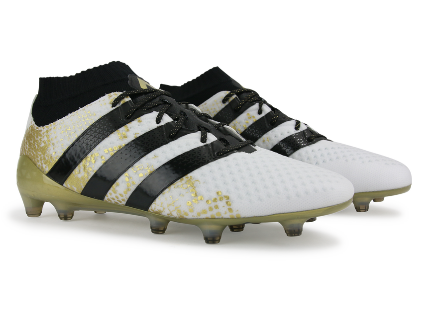 adidas Men's ACE 16.1 Primeknit FG White/Core Black/Gold Metalic