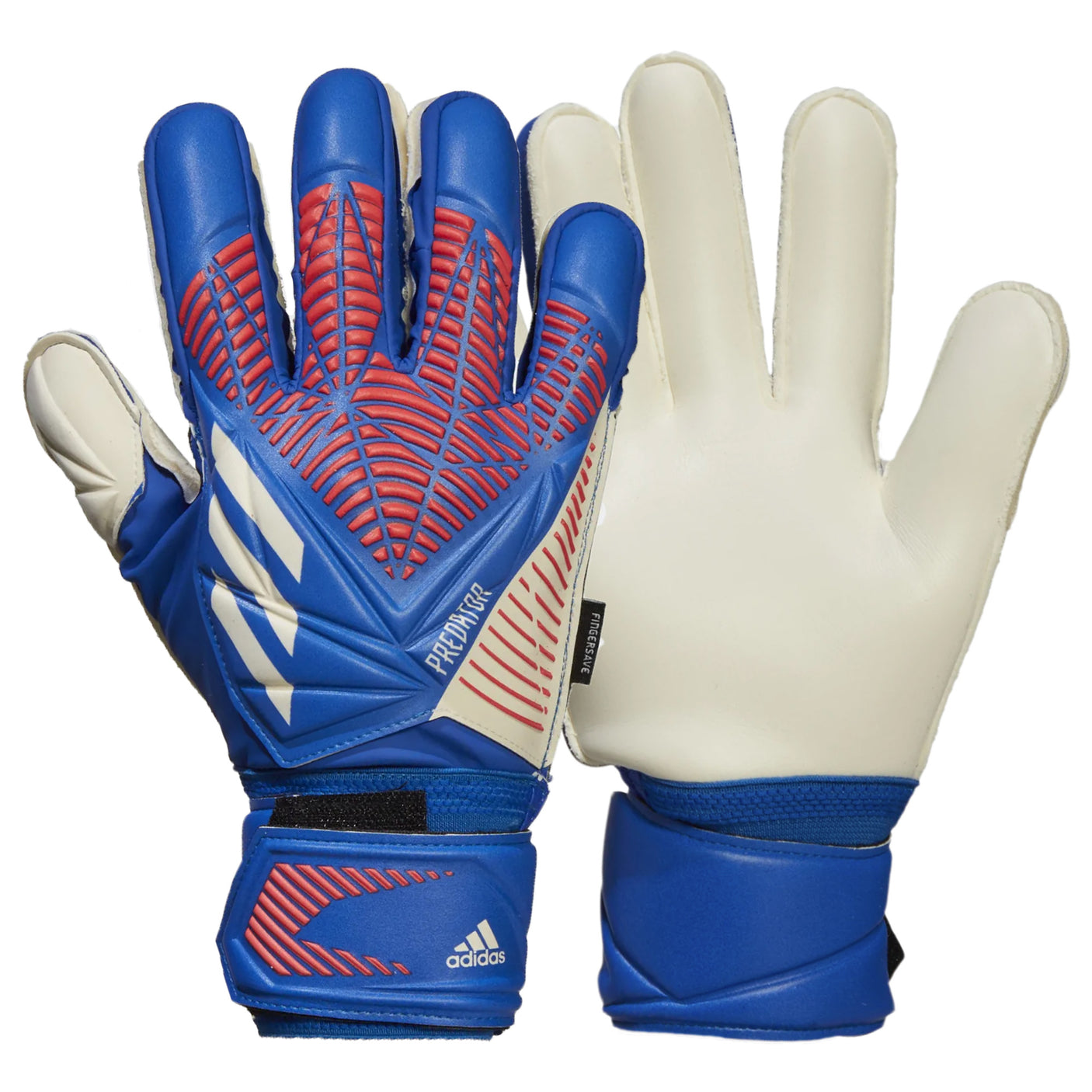 adidas Mens Predator Match Fingersave Goalkeeper Gloves Sapphire Edge Front