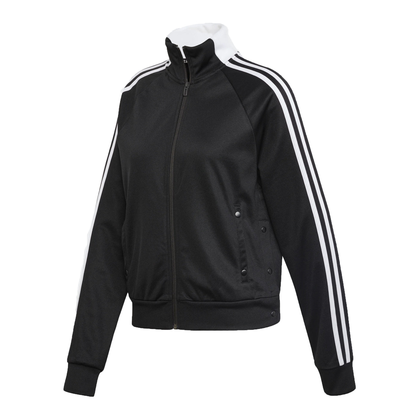 adidas Womens ID 3Stripes Snap Track Top Black/White Front