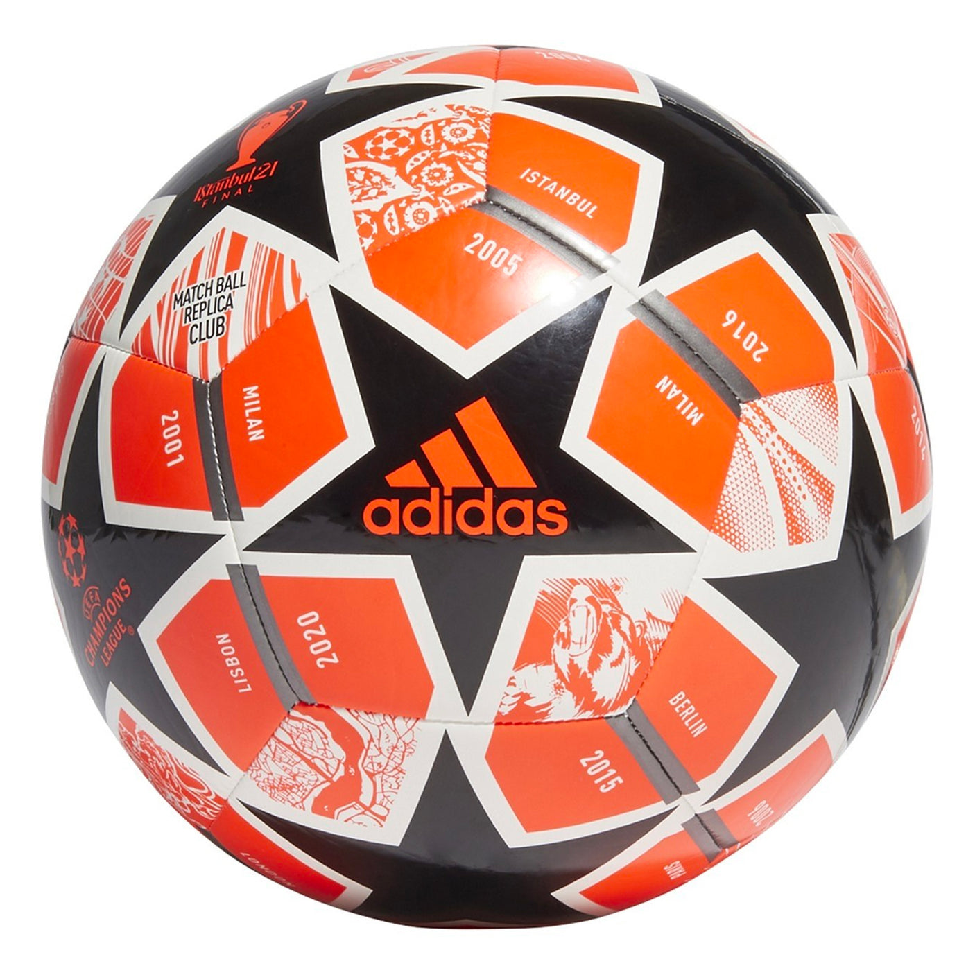 adidas Finale 21 20th Anniversary UCL Club Ball Solar Red/Black adidas logo