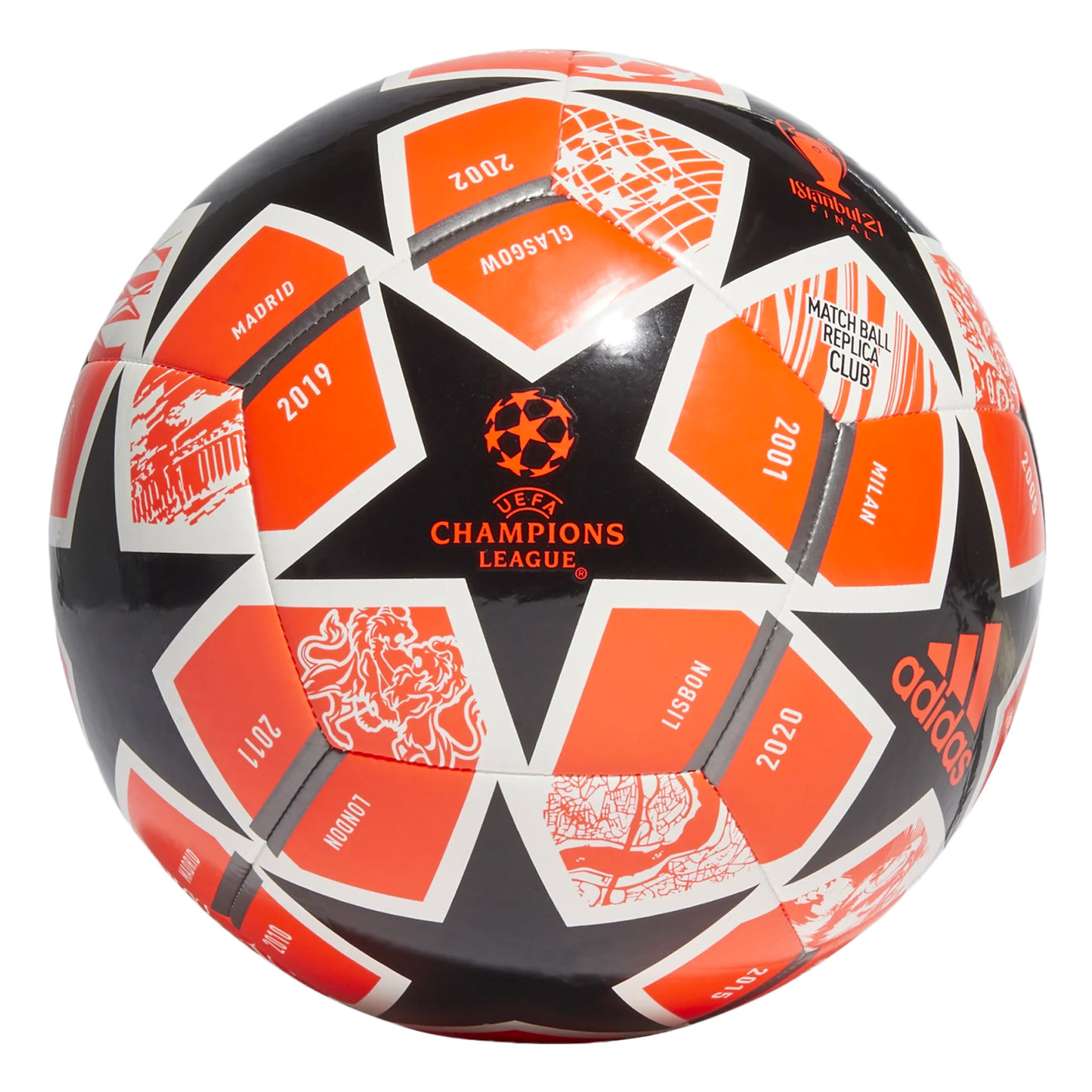 adidas Finale 21 20th Anniversary UCL Club Ball Solar Red/Black UEFA logo