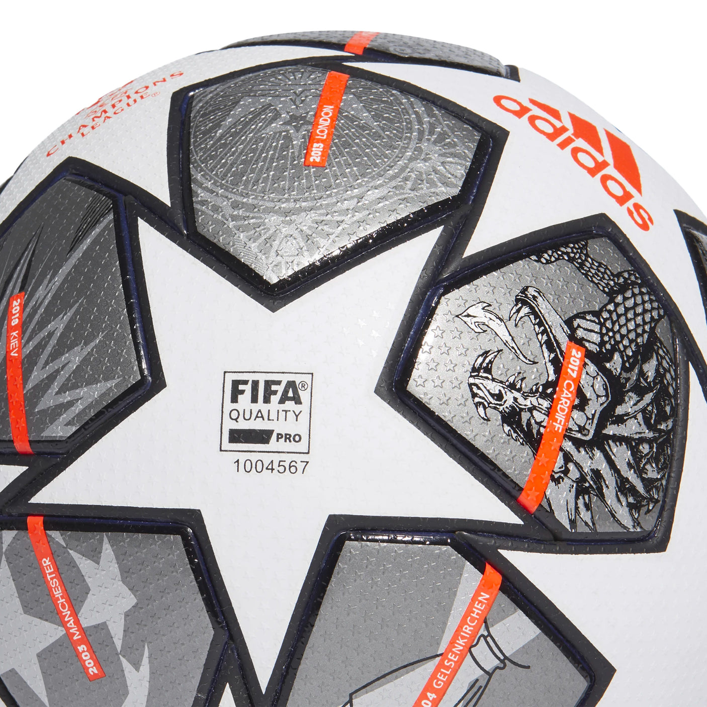 adidas Finale 21 20th Anniversary UCL Pro Ball White/Silver Fifa Quality Pro Logo