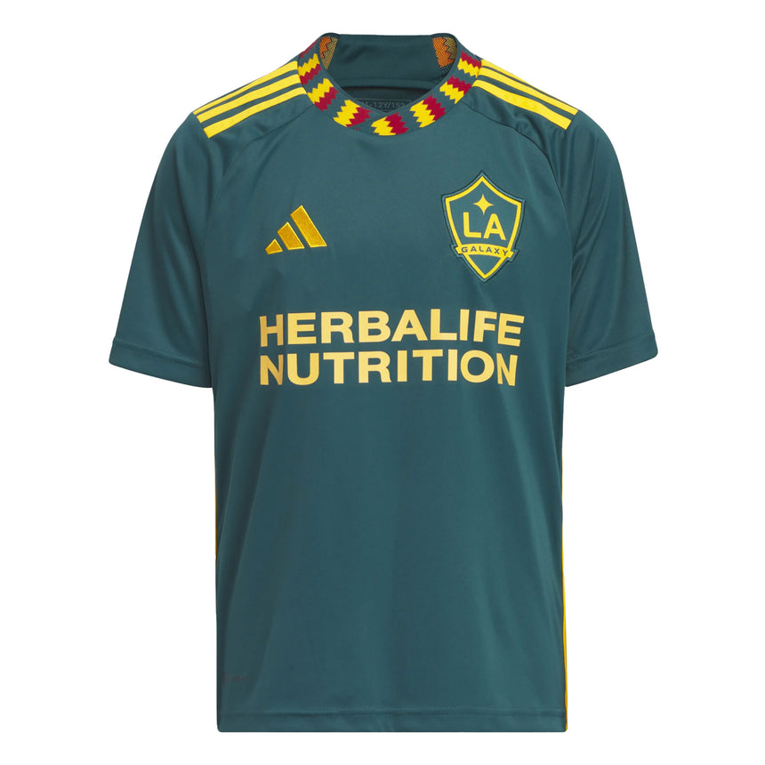 adidas Kids LA Galaxy 2023/24 Away Jersey Green/Gold Front