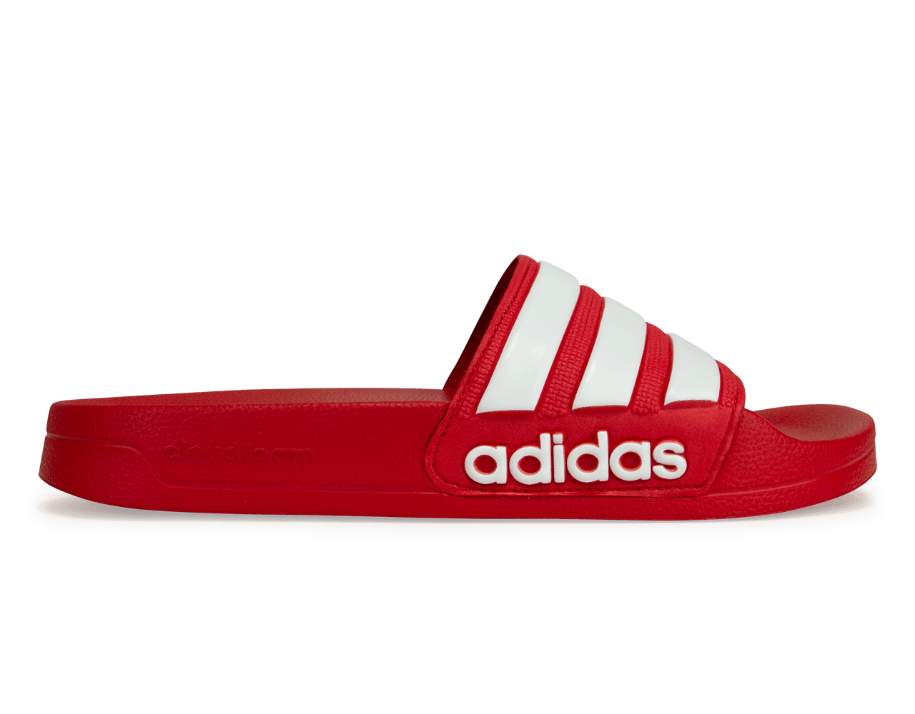 adidas Men's Adilette 3-Stripe Shower Slides Red/White Front