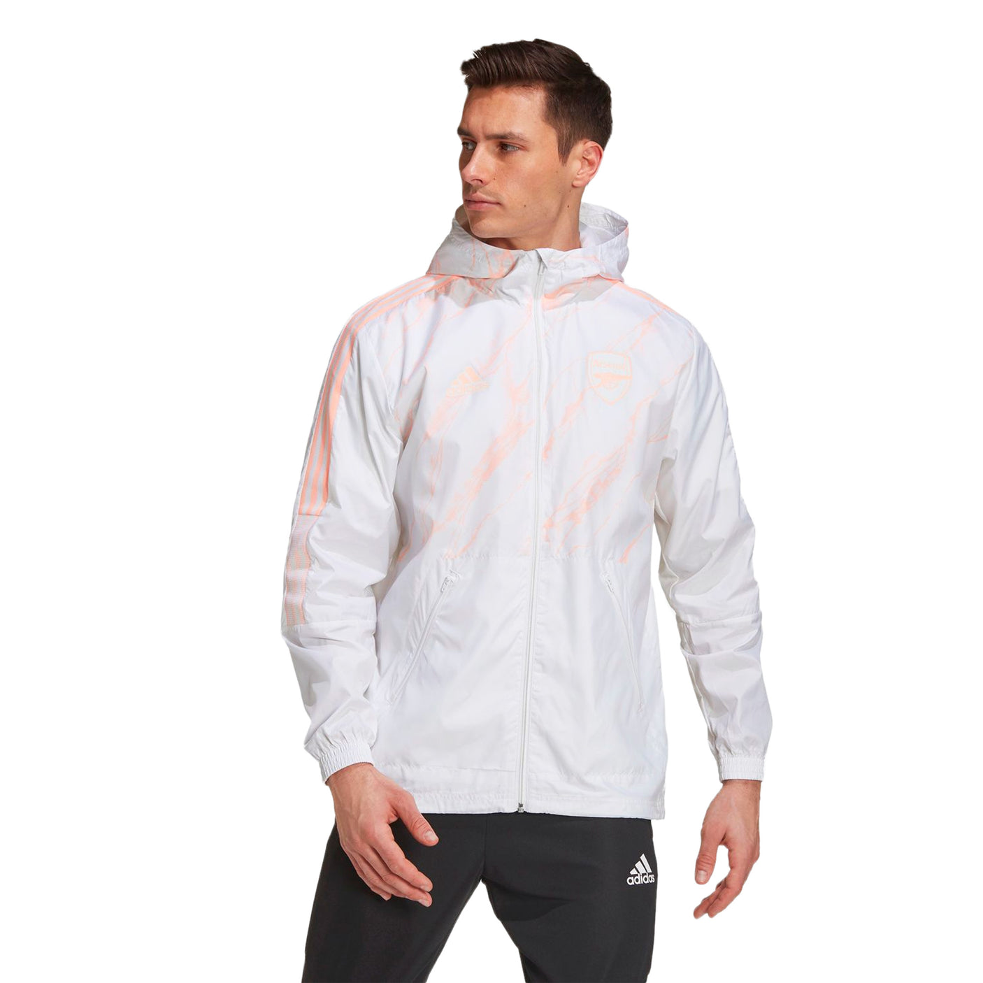 adidas Men's Arsenal Windbreaker White Model Front