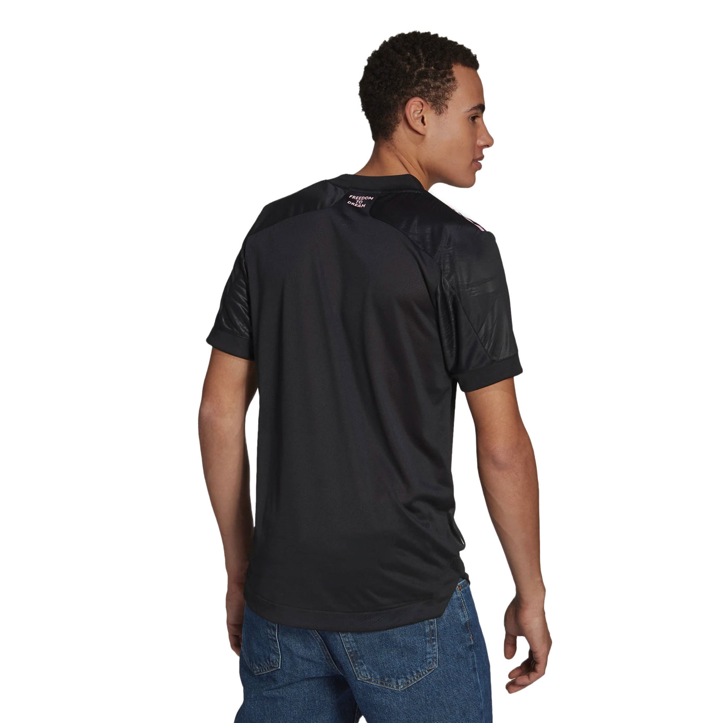 adidas Men's Inter Miami 2021 Authentic Away Jersey Black/True Pink Model Back