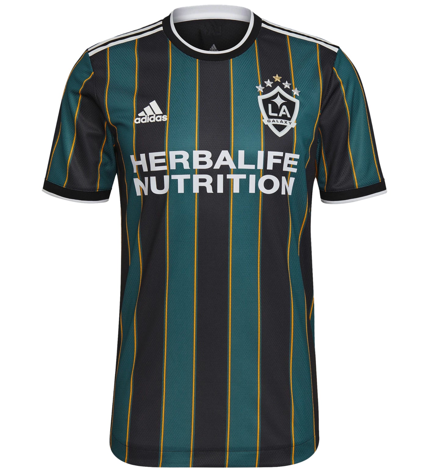 adidas Men's LA Galaxy 2021/22 Authentic Away Jersey Black/Tech Green Front