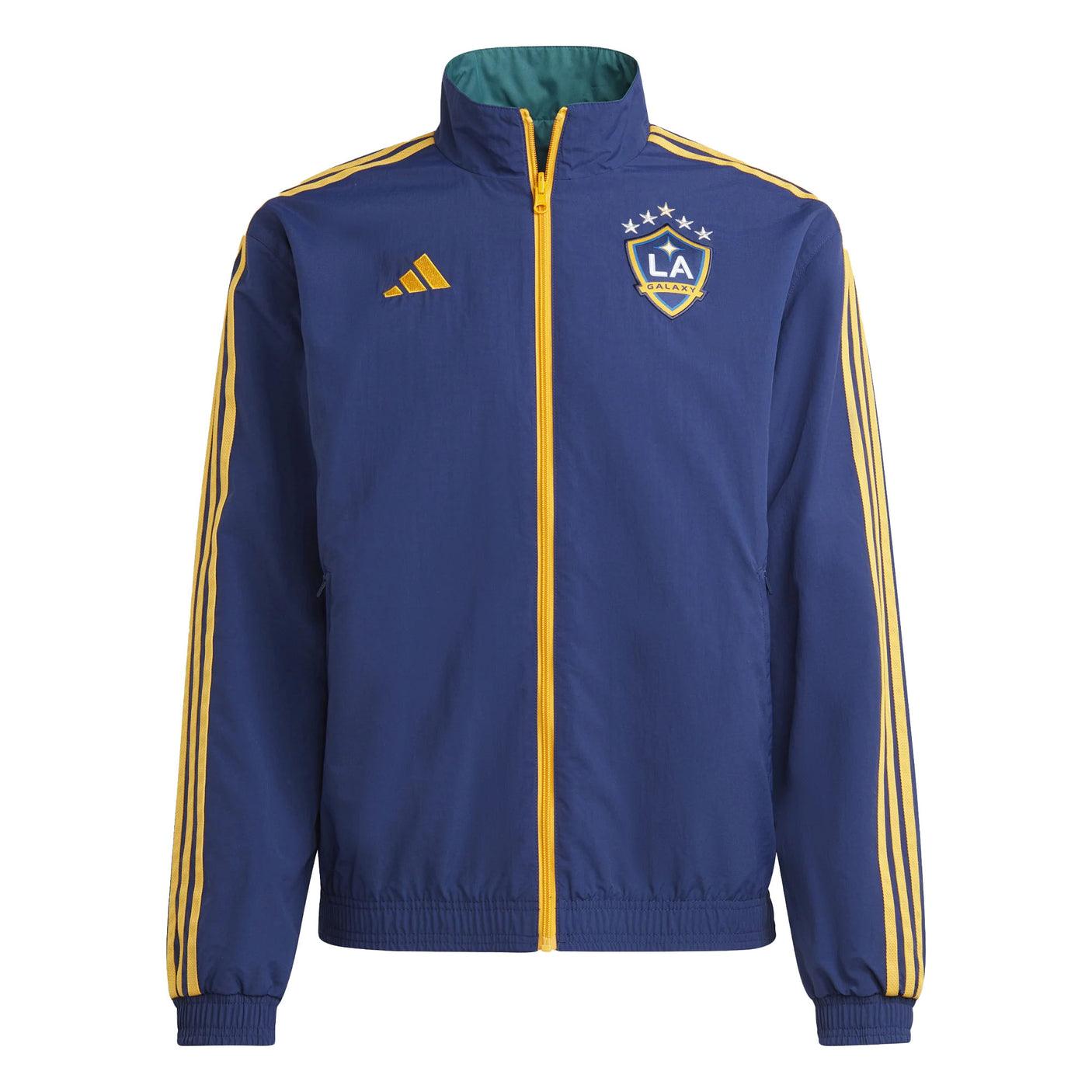 adidas Men's LA Galaxy 2023/24 Reversible Anthem Jacket Blue Front Colorway