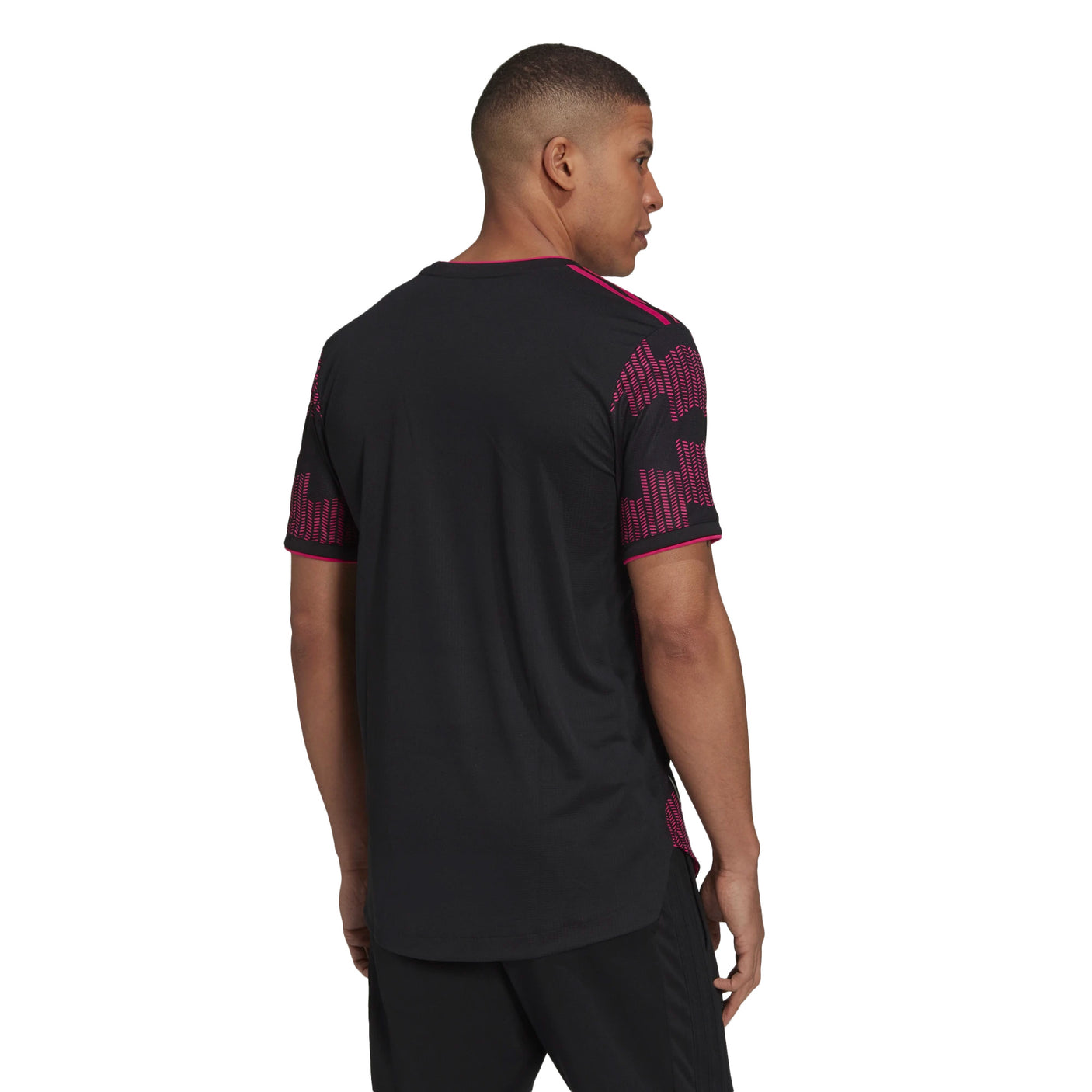 adidas Men's Mexico 2021/22 Authentic Home Jersey Black/Real Magenta Back Model
