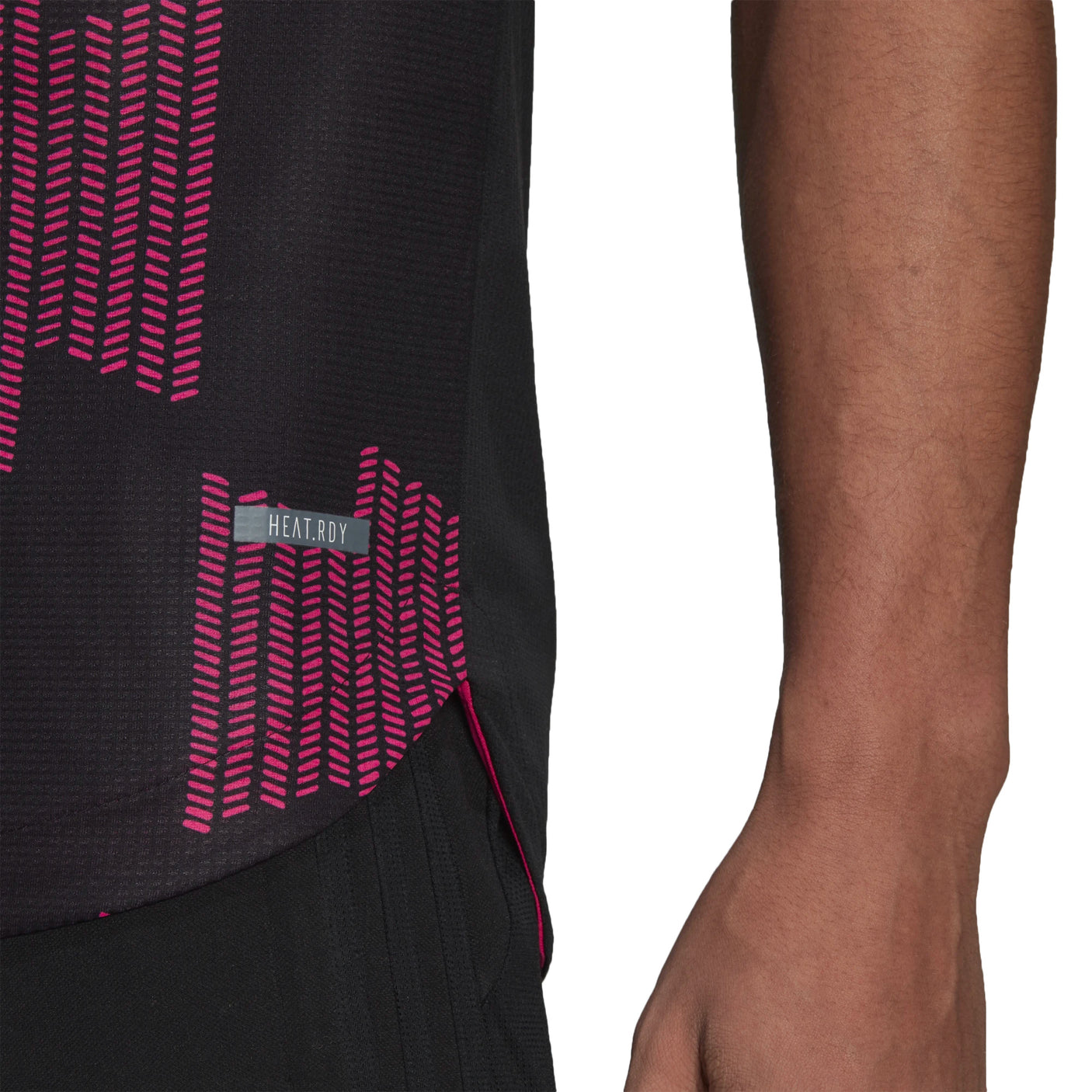 adidas Men's Mexico 2021/22 Authentic Home Jersey Black/Real Magenta Front Model Heat.RDY