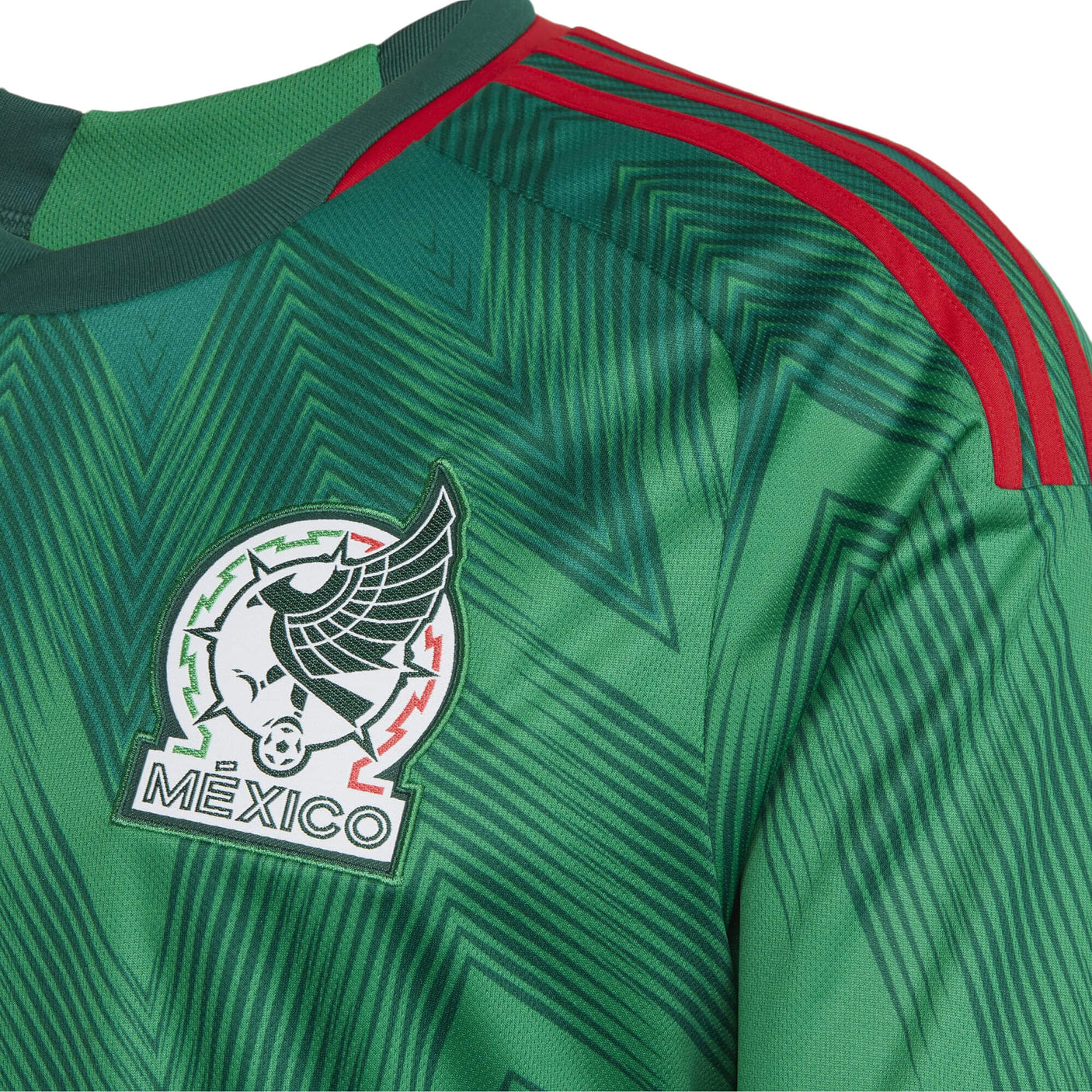adidas Men's Mexico 2022 Home Long Sleeve Jersey Vivid Green/Green Crest