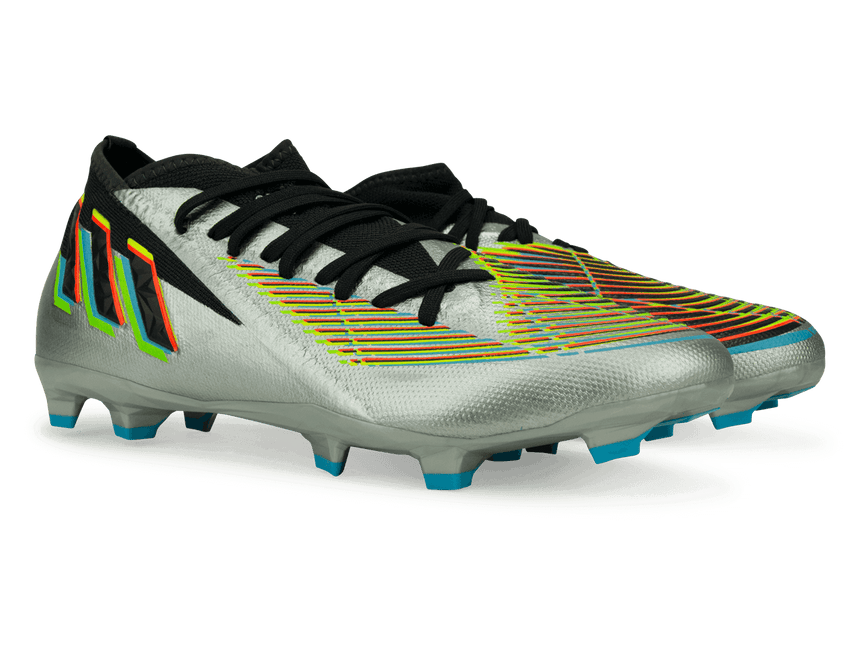 adidas Men's Predator Edge.3 FG Silver Metallic/Solar Green Together