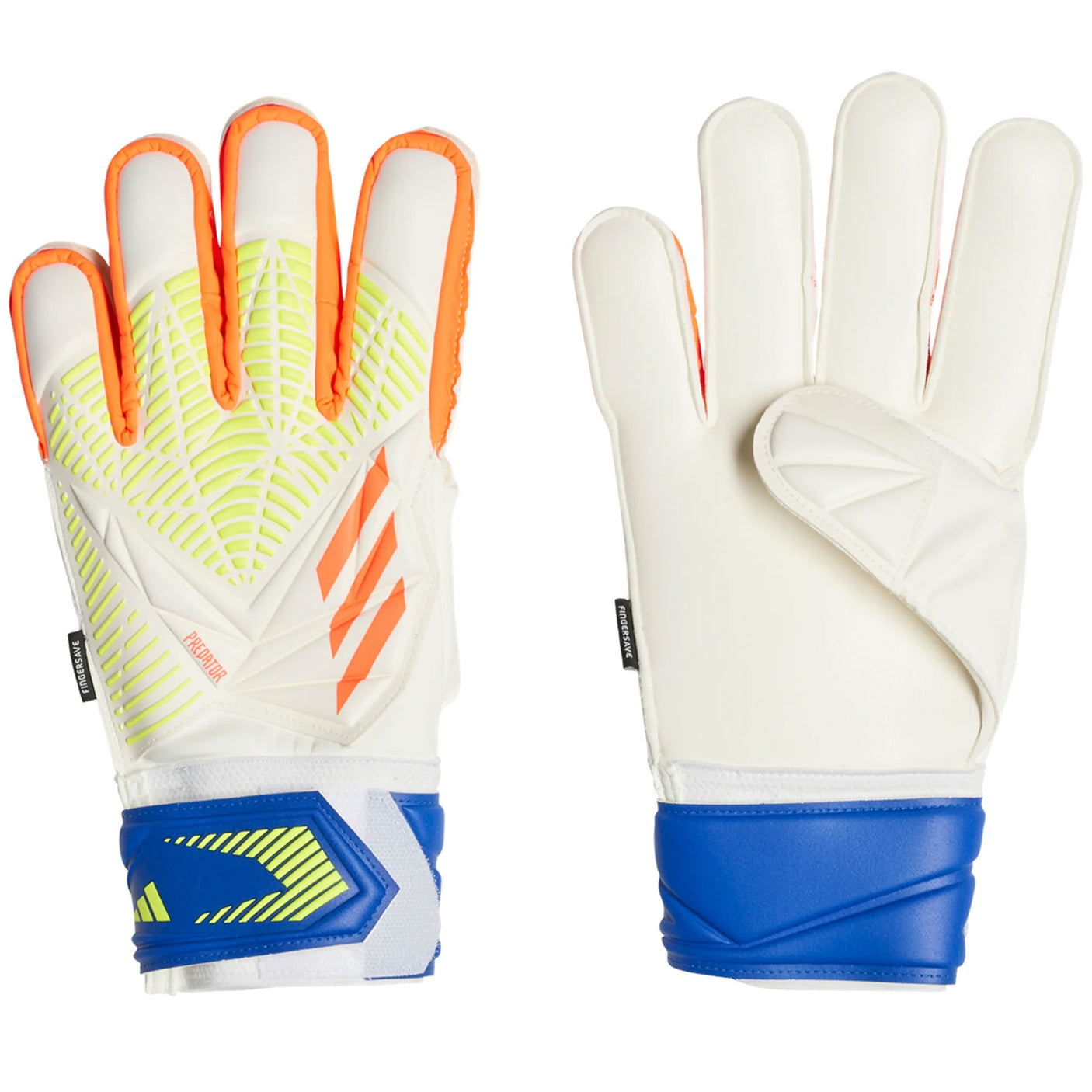 adidas Men's Predator Edge Fingersave Match Goalkeeper Gloves White/Cyan Both