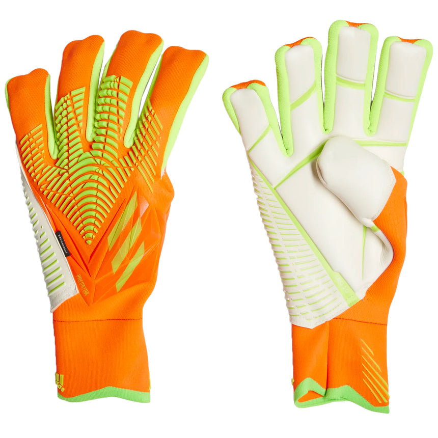 adidas Men's Predator Edge Pro Fingersave Goalkeeper Gloves Solar Red/Solar Green Both