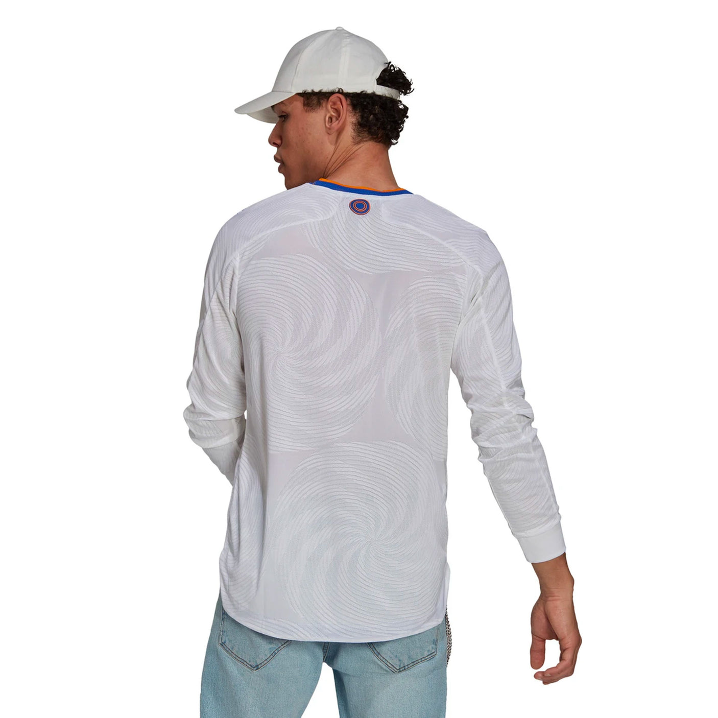 adidas Men's Real Madrid 2021/22 Long Sleeve Authentic Home Jersey White/Blue Back