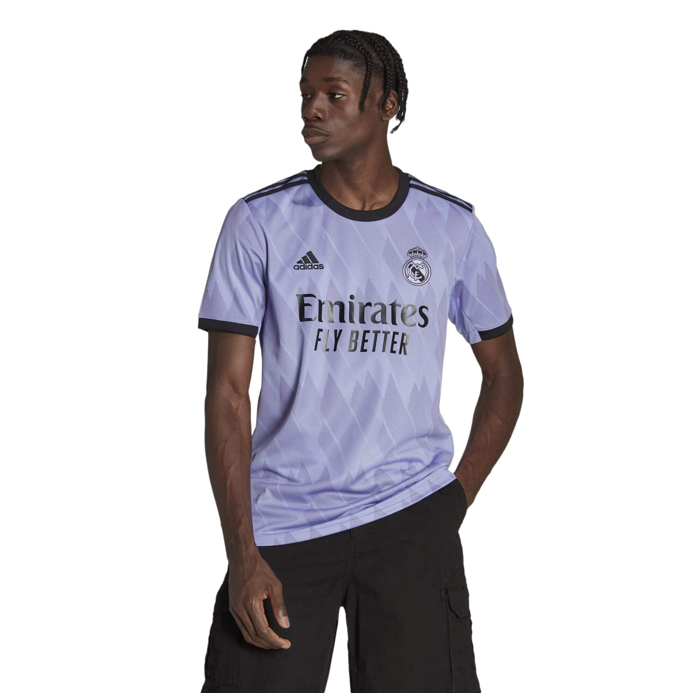 adidas Men's Real Madrid 2022/23 Away Jersey Light Purple/Black Model